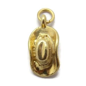Western Sheriff Hat Charm Pendant 14k Yellow Gold!